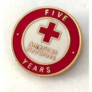 American Red Cross 5 Years Service Enamel Lapel Pin